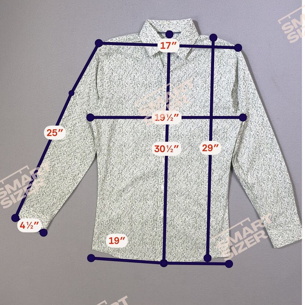 Bar III Men's Slim-Fit Contrast Vine Dress Shirt, White Green small $70 - Picture 3 of 6